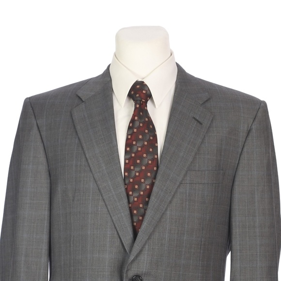 Hickey Freeman Gray Check Wool Sport Coat Blazer